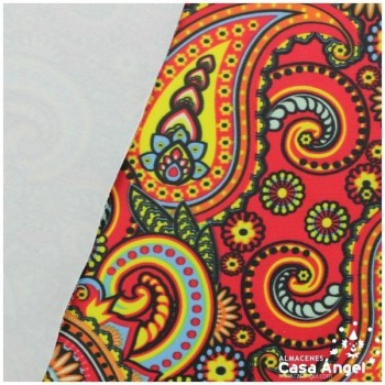 LYCRA ROJA  ESTAMPADA CACHEMIR 150cm