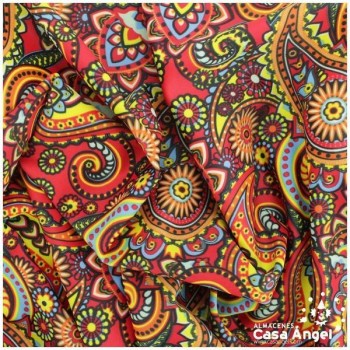 LYCRA ROJA  ESTAMPADA CACHEMIR 150cm