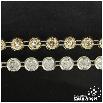 PASAMANERIA PVC CÍRCULOS BRILLANTES STRASS 7mm