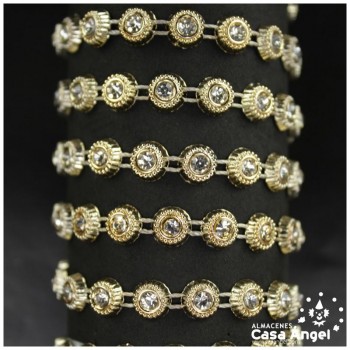 PASAMANERIA PVC CÍRCULOS BRILLANTES STRASS 7mm