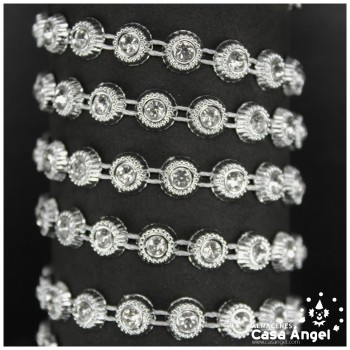 PASAMANERIA PVC CÍRCULOS BRILLANTES STRASS 7mm