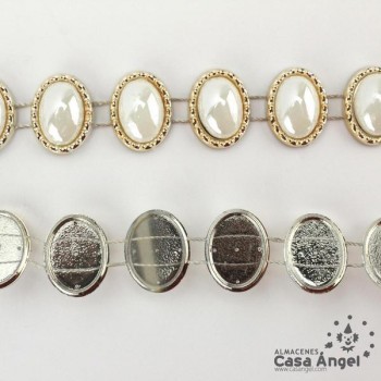 PASAMANERÍA PERLAS OVALADAS PVC DORADO 15mm