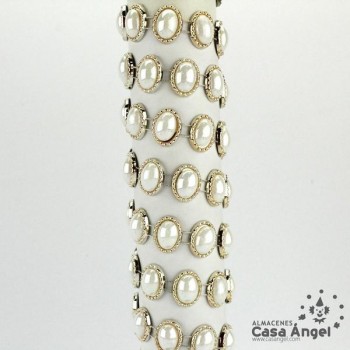 PASAMANERÍA PERLAS OVALADAS PVC DORADO 15mm