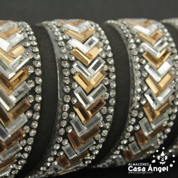 PASAMANERÍA TERMOADHESIVA ESPEJOS RIBETES STRASS 15mm