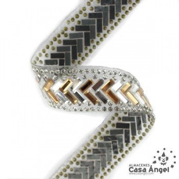 PASAMANERÍA TERMOADHESIVA ESPEJOS RIBETES STRASS 15mm