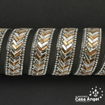PASAMANERÍA TERMOADHESIVA ESPEJOS RIBETES STRASS 15mm