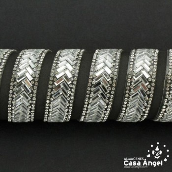 PASAMANERÍA TERMOADHESIVA ESPEJOS RIBETES STRASS 15mm