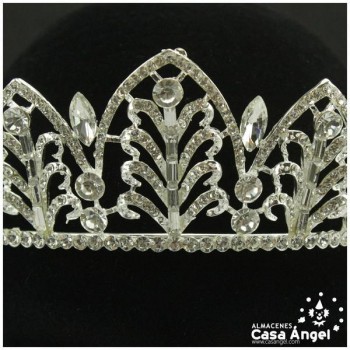 CORONA DE STRASS RAMILLETE PLATEADO