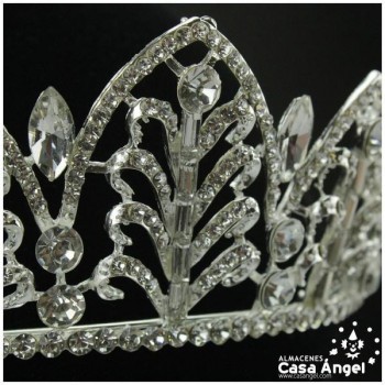 CORONA DE STRASS RAMILLETE PLATEADO