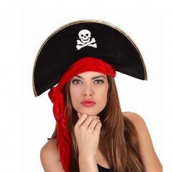 SOMBRERO PIRATA LAZO Y CALAVERA ADULTO