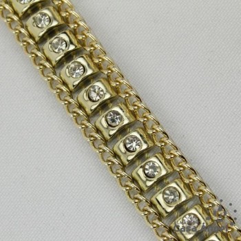 PASAMANERÍA TERMOADHESIVA CON CADENA Y STRASS 18mm