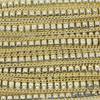 PASAMANERÍA TERMOADHESIVA CON CADENA Y STRASS 18mm
