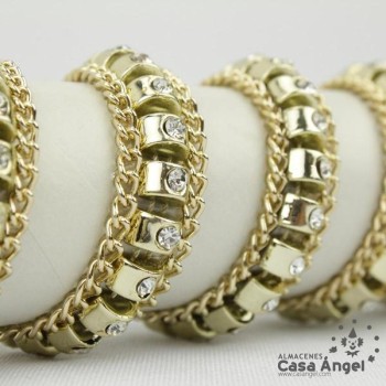 PASAMANERÍA TERMOADHESIVA CON CADENA Y STRASS 18mm