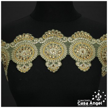 PASAMANERÍA ANCHA INCRUSTACIONES STRASS 12cm