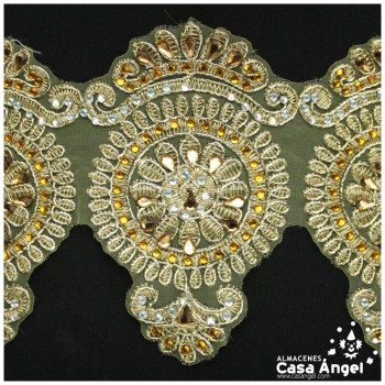 PASAMANERÍA ANCHA INCRUSTACIONES STRASS 12cm