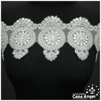 PASAMANERÍA ANCHA INCRUSTACIONES STRASS 12cm
