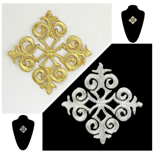 APLICACIÓN TERMOADHESIVA CRUZ VICTORIANA METALIZADA