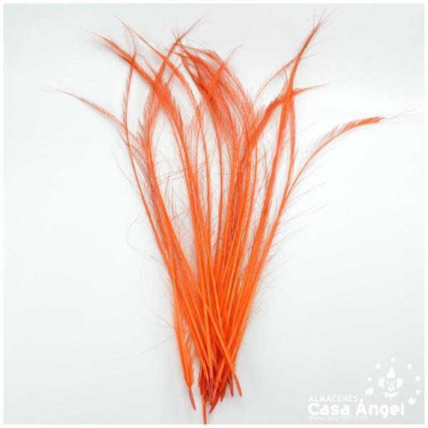 PLUMAS DE PAVO REAL ESPADA NARANJA 80cm