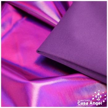 TELA ELASTICA MORADA CON FOIL EXTRABRILLANTE SERIE AURA 150cm