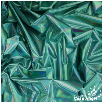 TELA ELASTICA TURQUESA CON FOIL EXTRABRILLANTE SERIE AURA 150cm