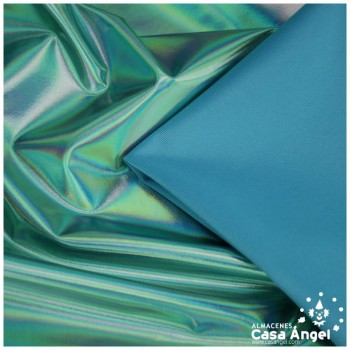 TELA ELASTICA TURQUESA CON FOIL EXTRABRILLANTE SERIE AURA 150cm