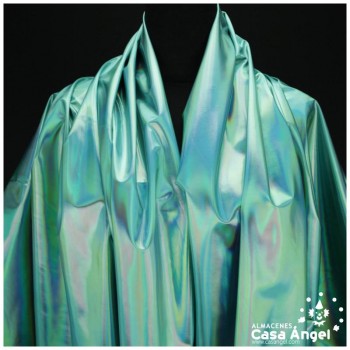 TELA ELASTICA TURQUESA CON FOIL EXTRABRILLANTE SERIE AURA 150cm