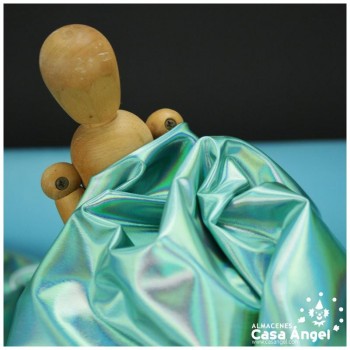 TELA ELASTICA TURQUESA CON FOIL EXTRABRILLANTE SERIE AURA 150cm