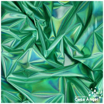 TELA ELASTICA VERDE AGUA CON FOIL EXTRABRILLANTE SERIE AURA 150cm