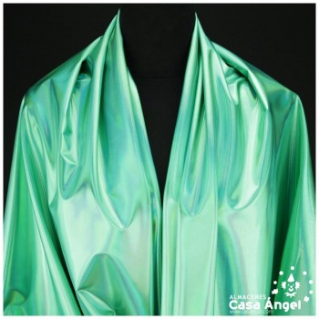 TELA ELASTICA VERDE AGUA CON FOIL EXTRABRILLANTE SERIE AURA 150cm