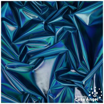 TELA ELASTICA AZUL CON FOIL EXTRABRILLANTE SERIE AURA 150cm