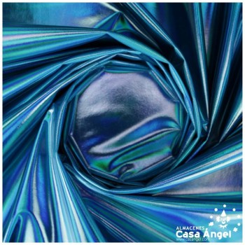TELA ELASTICA AZUL CON FOIL EXTRABRILLANTE SERIE AURA 150cm