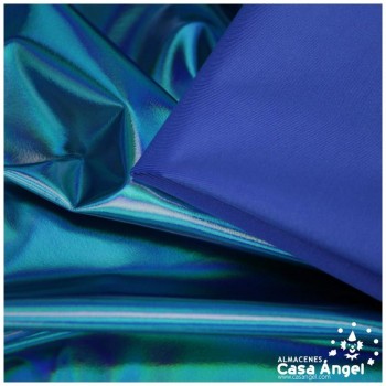 TELA ELASTICA AZUL CON FOIL EXTRABRILLANTE SERIE AURA 150cm