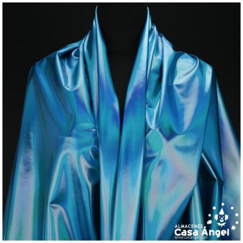 TELA ELASTICA AZUL CON FOIL EXTRABRILLANTE SERIE AURA 150cm