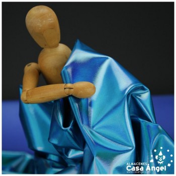 TELA ELASTICA AZUL CON FOIL EXTRABRILLANTE SERIE AURA 150cm