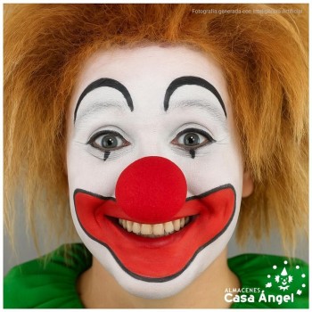 KIT DE MAQUILLAJE DE PAYASO CON 4 COLORES Y NARIZ ROJA