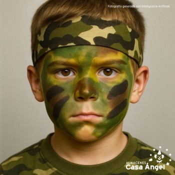KIT DE MAQUILLAJE DE MILITAR CON 4 COLORES CON CINTA DE CAMUFLAJE