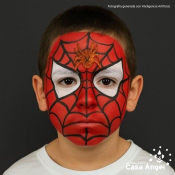 KIT DE MAQUILLAJE INFANTIL CON ARAÑA ADHESIVA Y 4 COLORES
