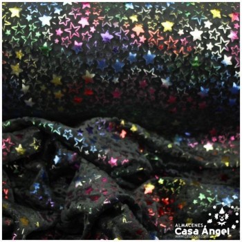 TERCIOPELO ELÁSTICO CON ESTAMPADO DE ESTRELLAS METALIZADAS 150cm