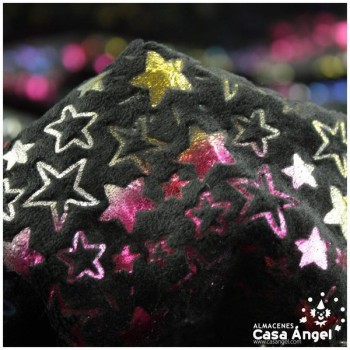 TERCIOPELO ELÁSTICO CON ESTAMPADO DE ESTRELLAS METALIZADAS 150cm