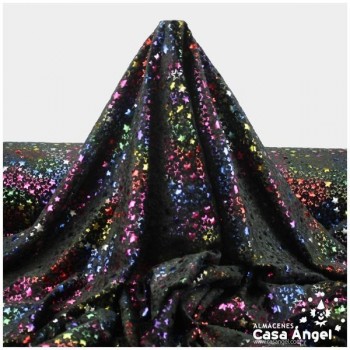 TERCIOPELO ELÁSTICO CON ESTAMPADO DE ESTRELLAS METALIZADAS 150cm