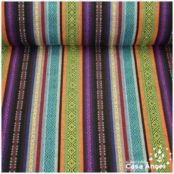 TELA BAYADERA MULTICOLOR SERIE NAMIBIA 150cm DAMARA