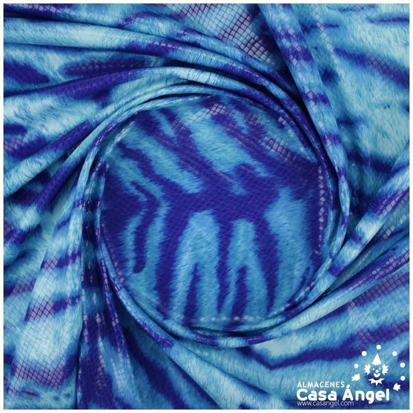 LYCRA ESTAMPADA TIGRE SERIE SUMATRA AZUL 150cm