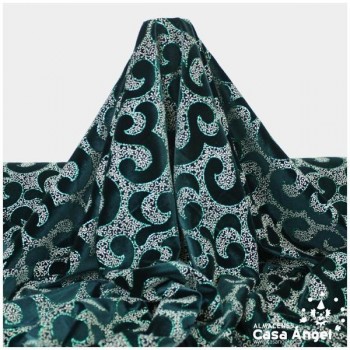 TERCIOPELO ELÁSTICO VERDE CON ESTAMPADO GLITTER 150cm