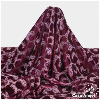TERCIOPELO ELÁSTICO BURDEOS CON ESTAMPADO GLITTER 150cm