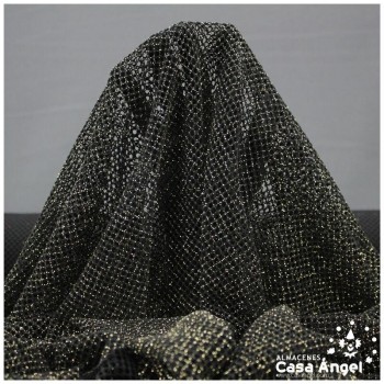 RED ELÁSTICA NEGRA CON PURPURINA PLATEADA 150cm