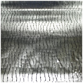 LYCRA NEGRA CON ESTAMPADO PLATA FOIL DE COCODRILO 150cm