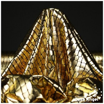 LYCRA NEGRA CON ESTAMPADO ORO FOIL DE COCODRILO 150cm