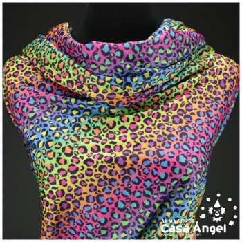 TELA DE PUNTO CON ESTAMPADO ANIMAL PRINT ARCOÍRIS