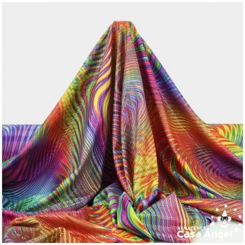 LYCRA MULTICOLOR CON ESTAMPADO DE CURVAS Y LENTEJUELAS DE FOIL 145cm