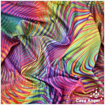 LYCRA MULTICOLOR CON ESTAMPADO DE CURVAS Y LENTEJUELAS DE FOIL 145cm